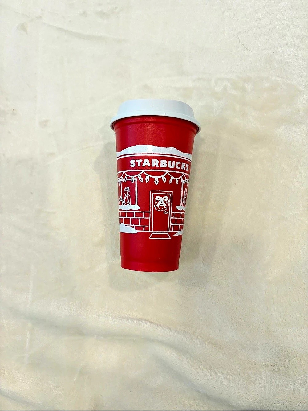 Starbucks Holiday Scene Ceramic Red Tumbler